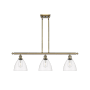 Innovations Lighting Bristol Glass 3 Light 36" Wide Linear Pendant with Shades Antique Brass / Clear