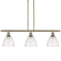 Innovations Lighting Bristol Glass 3 Light 36" Wide Linear Pendant with Shades Antique Brass / Seedy
