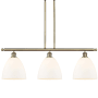 Innovations Lighting Bristol Glass 3 Light 36" Wide Linear Pendant Antique Brass / Matte White