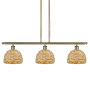 Innovations Lighting Woven Rattan 3 Light 36" Wide Linear Pendant Antique Brass / Natural