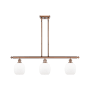 Innovations Lighting Belfast 3 Light 36" Wide Linear Chandelier Antique Copper / Matte White