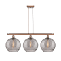 Innovations Lighting Athens Deco Swirl 3 Light 39" Wide Linear Chandelier Antique Copper