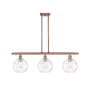 Innovations Lighting Athens 3 Light 36" Wide Linear Pendant Antique Copper / Clear Water Glass