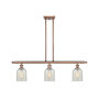 Innovations Lighting Caledonia 3 Light 36" Wide Linear Chandelier Antique Copper / Mouchette