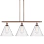 Innovations Lighting Berkshire 3 Light 39" Wide Linear Pendant Antique Copper / Seedy