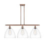 Innovations Lighting Bristol 3 Light 39" Wide Linear Pendant Antique Copper / Clear