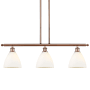 Innovations Lighting Bristol Glass 3 Light 36" Wide Linear Pendant with Shades Antique Copper / Matte White