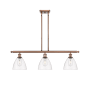 Innovations Lighting Bristol Glass 3 Light 36" Wide Linear Pendant with Shades Antique Copper / Clear