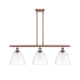 Innovations Lighting Bristol Glass 3 Light 36" Wide Linear Pendant Antique Copper / Clear