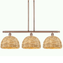 Innovations Lighting Woven Rattan 3 Light 38" Wide Linear Pendant Antique Copper / Natural