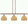 Innovations Lighting Woven Rattan 3 Light 36" Wide Linear Pendant Antique Copper / Natural