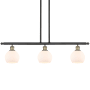 Innovations Lighting Athens 3 Light 36" Wide Linear Pendant with Shade Black Antique Brass / Matte White