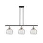 Innovations Lighting Athens 3 Light 36" Wide Linear Pendant Clear Deco Swirl / Black Antique Brass