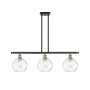 Innovations Lighting Athens 3 Light 36" Wide Linear Pendant Black Antique Brass / Clear Water Glass