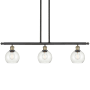 Innovations Lighting Athens 3 Light 36" Wide Linear Pendant with Shade Black Antique Brass / Seedy