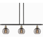 Innovations Lighting Rochester 3 Light 36" Wide Linear Pendant Black Antique Brass / Light Smoke