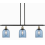 Innovations Lighting Bella 3 Light 36" Wide Linear Pendant Black Antique Brass / Princess Blue