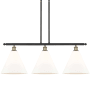 Innovations Lighting Berkshire 3 Light 39" Wide Linear Pendant Black Antique Brass / Matte White