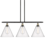 Innovations Lighting Berkshire 3 Light 39" Wide Linear Pendant Black Antique Brass / Seedy