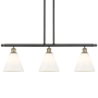 Innovations Lighting Berkshire 3 Light 36" Wide Linear Pendant Black Antique Brass / Matte White