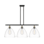 Innovations Lighting Bristol 3 Light 39" Wide Linear Pendant Black Antique Brass / Clear