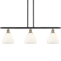 Innovations Lighting Bristol Glass 3 Light 36" Wide Linear Pendant with Shades Black Antique Brass / Matte White