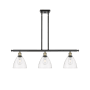 Innovations Lighting Bristol Glass 3 Light 36" Wide Linear Pendant with Shades Black Antique Brass / Clear