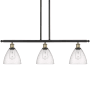 Innovations Lighting Bristol Glass 3 Light 36" Wide Linear Pendant with Shades Black Antique Brass / Seedy