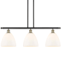 Innovations Lighting Bristol Glass 3 Light 36" Wide Linear Pendant Black Antique Brass / Matte White