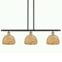 Innovations Lighting Woven Rattan 3 Light 36" Wide Linear Pendant Black Antique Brass / Natural