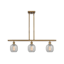 Innovations Lighting Belfast 3 Light 36" Wide Linear Chandelier Brushed Brass / Clear Crackle