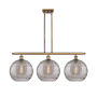Innovations Lighting Athens Deco Swirl 3 Light 39" Wide Linear Chandelier Brushed Brass