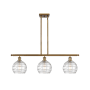 Innovations Lighting Athens 3 Light 36" Wide Linear Pendant Clear Deco Swirl / Brushed Brass