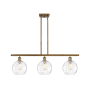 Innovations Lighting Athens 3 Light 36" Wide Linear Pendant Brushed Brass / Clear Water Glass