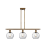 Innovations Lighting Athens 3 Light 36" Wide Linear Pendant Brushed Brass / Clear