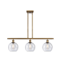 Innovations Lighting Athens 3 Light 36" Wide Linear Pendant Brushed Brass / Seedy