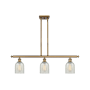 Innovations Lighting Caledonia 3 Light 36" Wide Linear Chandelier Brushed Brass / Mouchette