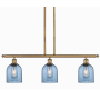 Innovations Lighting Bella 3 Light 36" Wide Linear Pendant Brushed Brass / Princess Blue
