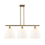 Innovations Lighting Bristol 3 Light 39" Wide Linear Pendant Brushed Brass / Matte White