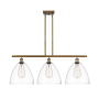 Innovations Lighting Bristol 3 Light 39" Wide Linear Pendant Brushed Brass / Clear