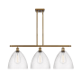 Innovations Lighting Bristol 3 Light 39" Wide Linear Pendant Brushed Brass / Seedy