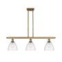 Innovations Lighting Bristol Glass 3 Light 36" Wide Linear Pendant with Shades Brushed Brass / Seedy