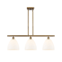 Innovations Lighting Bristol Glass 3 Light 36" Wide Linear Pendant Brushed Brass / Matte White