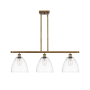 Innovations Lighting Bristol Glass 3 Light 36" Wide Linear Pendant Brushed Brass / Clear