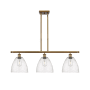 Innovations Lighting Bristol Glass 3 Light 36" Wide Linear Pendant Brushed Brass / Seedy