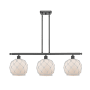 Innovations Lighting Farmhouse Rope 3 Light 36" Wide Linear Chandelier Matte Black / White Glass with White Rope