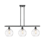 Innovations Lighting Athens 3 Light 36" Wide Linear Pendant Matte Black / Clear Water Glass