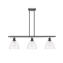 Innovations Lighting Bristol Glass 3 Light 36" Wide Linear Pendant with Shades Matte Black / Clear
