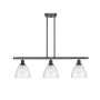 Innovations Lighting Bristol Glass 3 Light 36" Wide Linear Pendant with Shades Matte Black / Seedy