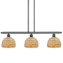 Innovations Lighting Woven Rattan 3 Light 36" Wide Linear Pendant Matte Black / Natural